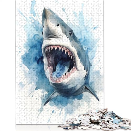 Hai-Aquarell-Puzzles für Erwachsene, 1000 herausfordernde und knifflige ungewöhnliche Puzzles für Kinder ab 12 Jahren, 1000 Teile (75 x 50 cm) von NBVDRF