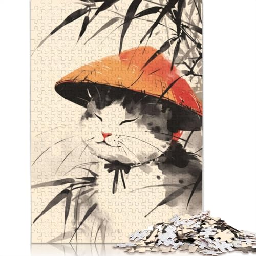 Happy Bamboo Japanisches Katzenpuzzle für Erwachsene, Premium-Puzzle aus 100% recyceltem Brett, schwierige Puzzles für Kinder ab 12 Jahren, 520 Teile (52 x 38 cm) von NBVDRF