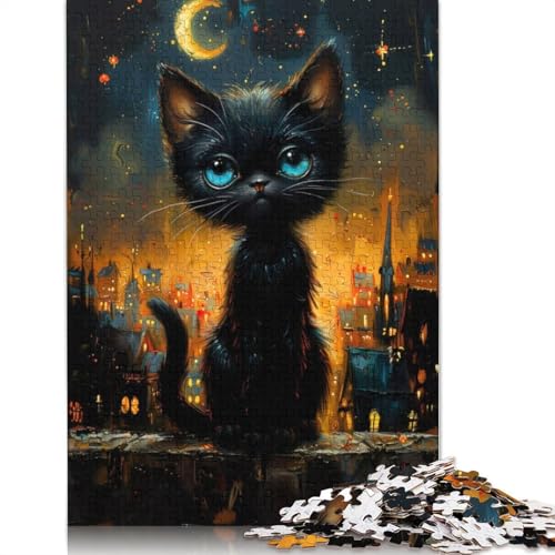 Katze im Mondlicht, 1500 Puzzles für Erwachsene, Lernspiel, Puzzlespiele für Erwachsene für Jungen oder Mädchen, 1500 Teile (85 x 57 cm) von NBVDRF