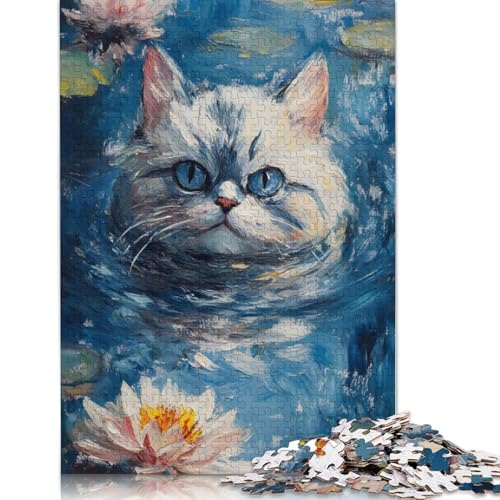 Katze in Seerosen, Puzzle für Erwachsene, 520 Teile, kreative Spiele, Puzzle, Geschenke für Männer, für Frauen, Männer, 520 Teile (52 x 38 cm) von NBVDRF