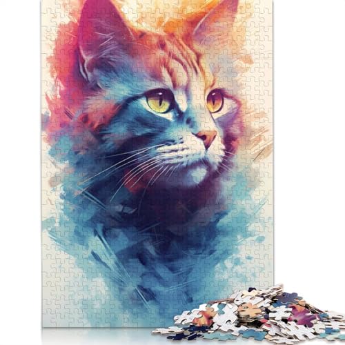 Katzen-Aquarell-Puzzle für Erwachsene, 1000 Teile, anspruchsvolle Familienspiele, Denksportaufgaben für Kinder ab 12 Jahren, 1000 Teile (75 x 50 cm) von NBVDRF