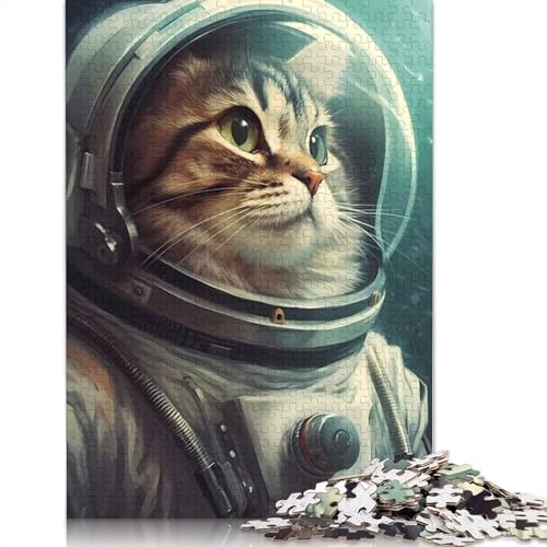 Katzen-Astronauten-Puzzle für Erwachsene, Premium-Puzzle aus 100% recyceltem Brett, schwierige Puzzles für Kinder ab 12 Jahren, 1000 Teile (75 x 50 cm) von NBVDRF