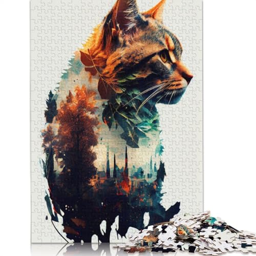 Katzen-Doppelbelichtung, 1000-teiliges Puzzle für Erwachsene, zusammen, Denksportaufgaben für Frauen und Männer, 1000 Teile (75 x 50 cm) von NBVDRF