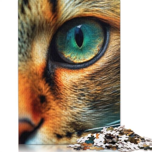 Katzen-Nahaufnahmegesicht, 1000 Puzzles für Erwachsene, entspannendes Herausforderungsspielzeug, schwierige Puzzles für Kinder ab 12 Jahren, 1000 Teile (75 x 50 cm) von NBVDRF