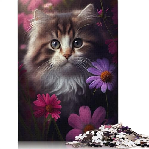 Katzenblumen-Puzzlespielzeug für Erwachsene, Lernspiel, Puzzlespiele für Erwachsene für Frauen und Männer, 1000 Teile (75 x 50 cm) von NBVDRF
