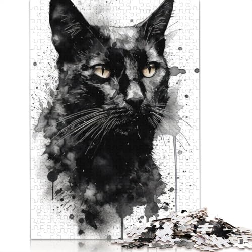 Katzenporträt-Aquarell-Puzzle für Erwachsene, herausfordernd und knifflig, Puzzles für Erwachsene für Jungen oder Mädchen, 1000 Teile (75 x 50 cm) von NBVDRF