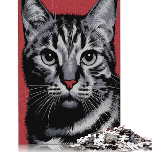 Katzenporträt-Puzzle, farbenfrohe, Coole Puzzles für Kinder ab 12 Jahren, 1000 Teile (75 x 50 cm) von NBVDRF