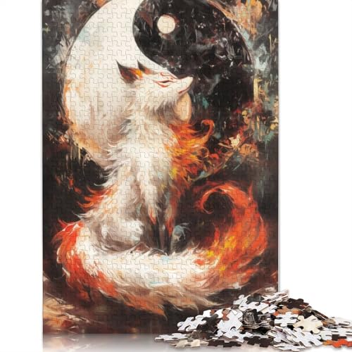 Kitsune und Yin Yang, 1000 Puzzles für Erwachsene, Lernspiel, Puzzlespiele für Erwachsene für Jungen oder Mädchen, 1000 Teile (75 x 50 cm) von NBVDRF