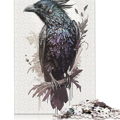 Krähenzeichnung, 1000-teiliges Puzzle, Denksportaufgaben für Erwachsene, Puzzle für Erwachsene und Kinder, 1000 Teile (75 x 50 cm) von NBVDRF