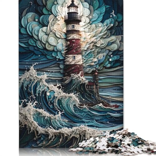 Leuchtturm im Sturm, Puzzle für Erwachsene, Denksportaufgaben für Erwachsene, Puzzlespiele für Erwachsene und Teenager, 1000 Teile (75 x 50 cm) von NBVDRF