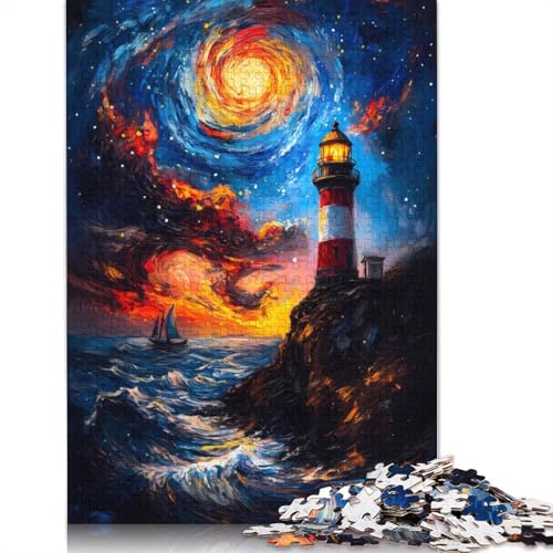 Leuchtturm unter Sternenhimmel, 520 Puzzles für Erwachsene, freundliche Materialien, Coole Puzzles für Erwachsene für Jungen oder Mädchen, 520 Teile (52 x 38 cm) von NBVDRF