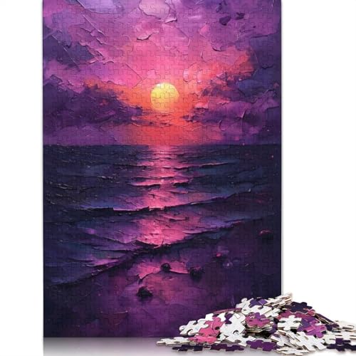 Lila Sonnenuntergang Meereslandschaft 1500-teiliges Puzzle Denksportaufgabe Problemlösungspuzzle für Erwachsene und Kinder 1500 Teile (85 x 57 cm) von NBVDRF