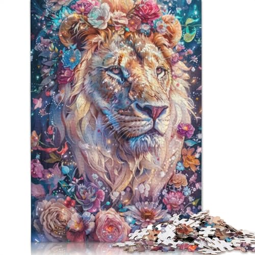 Löwe in floraler Majestät, Puzzle, 520 Teile, Entspannungs- und Herausforderungsspielzeug, schwierige Puzzles für Frauen und Männer, 520 Teile (52 x 38 cm) von NBVDRF