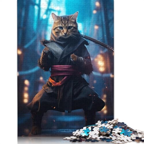 Lustiges Katzen-Ninja-Samurai-Puzzle, 520 Teile, herausfordernde und knifflige schwierige Puzzles für Erwachsene, für Erwachsene und Teenager, 520 Teile (52 x 38 cm) von NBVDRF