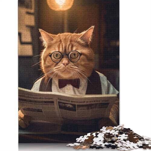 Lustiges Puzzle mit Katzenbrille und Lesebrille, farbenfrohe und Coole Puzzles für Kinder ab 12 Jahren, 520 Teile (52 x 38 cm) von NBVDRF