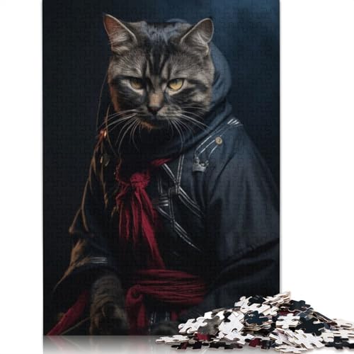 Lustiges Samurai-Ninja-Katzen-Puzzle mit 1500 Teilen, ab 18 Jahren. Lernspiele für Erwachsene, Puzzles für Frauen, für Kinder ab 12 Jahren, 1500 Teile (85 x 57 cm) von NBVDRF