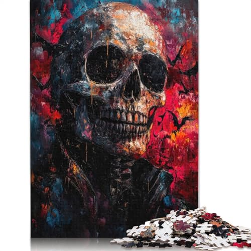 Malpuzzle mit Totenkopf in Fledermäusen für Erwachsene, Lernspiel, Puzzle, Geschenke für Kinder ab 12 Jahren, 1500 Teile (85 x 57 cm) von NBVDRF