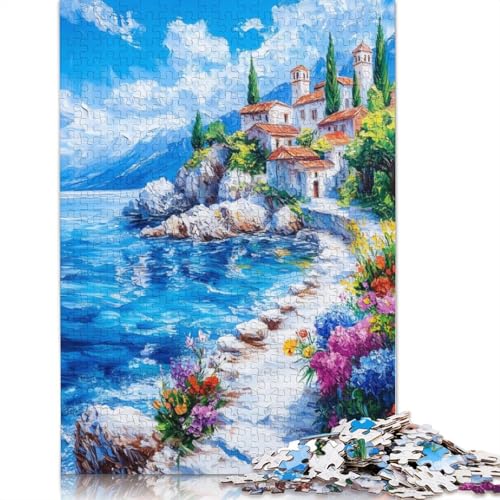 Mediterranes Küstendorf-Puzzle für Erwachsene, Spielzeug, Lernspiel, schwierige Puzzles für Kinder ab 12 Jahren, 1500 Teile (85 x 57 cm) von NBVDRF