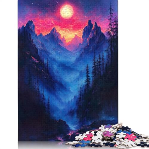 Misty Forest Sunset 1000 Puzzles für Erwachsene. Freundliche Materialien. Coole Puzzles für Erwachsene für Jungen oder Mädchen. 1000 Teile (75 x 50 cm) von NBVDRF