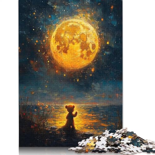 Mitternachts-Teddybär, 1000 Puzzles für Erwachsene, entspannendes Herausforderungsspielzeug, schwierige Puzzles für Kinder ab 12 Jahren, 1000 Teile (75 x 50 cm) von NBVDRF