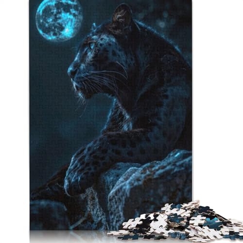 Moonlight Mystical Panther, 1500-teiliges Puzzle für Erwachsene, 100% recycelte Holzplatte, schwierige Puzzles für Frauen und Männer, 1500 Teile (85 x 57 cm) von NBVDRF