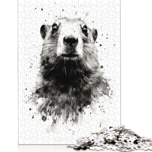 Murmeltier-Aquarell-Schönheits-Puzzle für Erwachsene, 1500 Teile, interessantes Puzzle zur Stressreduzierung für Frauen und Männer, 1500 Teile (85 x 57 cm) von NBVDRF