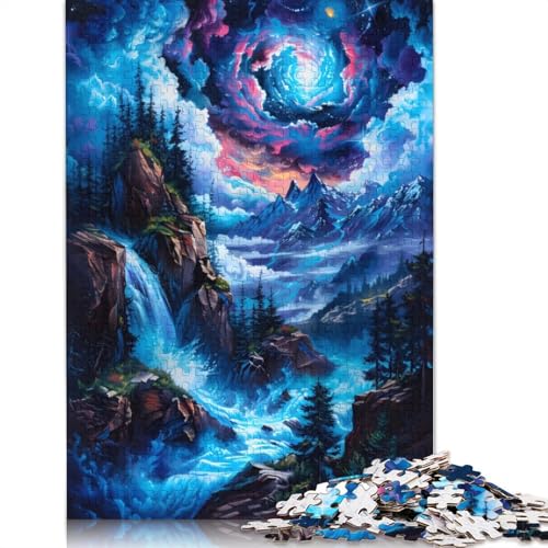Mystisches Wasserfall-Landschaftspuzzle für Erwachsene. Anspruchsvolles und kniffliges Puzzle für Männer, für Jungen oder Mädchen, 1000 Teile (75 x 50 cm) von NBVDRF