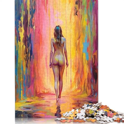 Nacktes Mädchen in Farbe, 1500-teiliges Puzzle für Erwachsene, 100% recycelte Holzplatte, schwierige Puzzles für Frauen und Männer, 1500 Teile (85 x 57 cm) von NBVDRF
