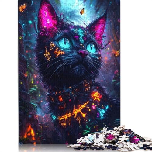 Neonkatze im Wald, 1000-teiliges Puzzle, interessanter Stressabbau, Beste Puzzles für Kinder ab 12 Jahren, 1000 Teile (75 x 50 cm) von NBVDRF