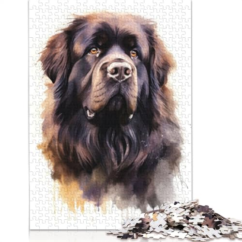 Neufundland-Aquarell-Puzzle für Erwachsene, 1000 Teile, 100% recycelte Holzplatte, Denksportaufgaben für Erwachsene, für Jungen oder Mädchen, 1000 Teile (75 x 50 cm) von NBVDRF
