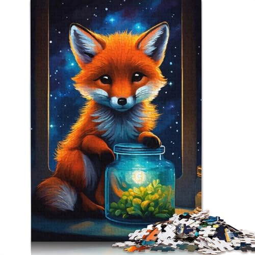 Niedlicher Fuchs, Leuchtend, 2 Puzzles für Erwachsene, 520 Teile, 100% recycelte Holzplatte, Denkpuzzles für Erwachsene, für Jungen oder Mädchen, 520 Teile (52 x 38 cm) von NBVDRF