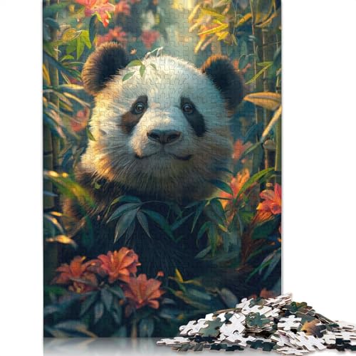 Niedlicher Panda-Tropenwald, 1500-teiliges Puzzle für Erwachsene, 100% recycelte Holzplatte, schwierige Puzzles für Frauen und Männer, 1500 Teile (85 x 57 cm) von NBVDRF