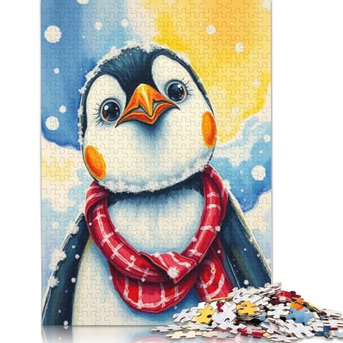 Niedlicher Pinguin im Winter, Puzzle für Erwachsene, kreative Spiele, Puzzle, Geschenk für Jungen oder Mädchen, 520 Teile (52 x 38 cm) von NBVDRF