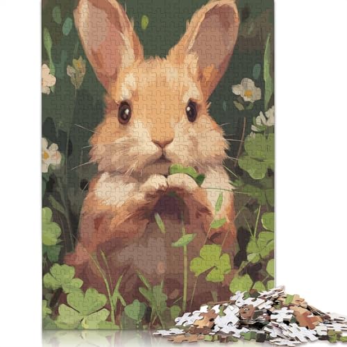 Niedliches Kaninchen-Puzzle für Erwachsene, Premium-100% recyceltes Brett, schwierige Puzzles für Kinder ab 12 Jahren, 1000 Teile (75 x 50 cm) von NBVDRF