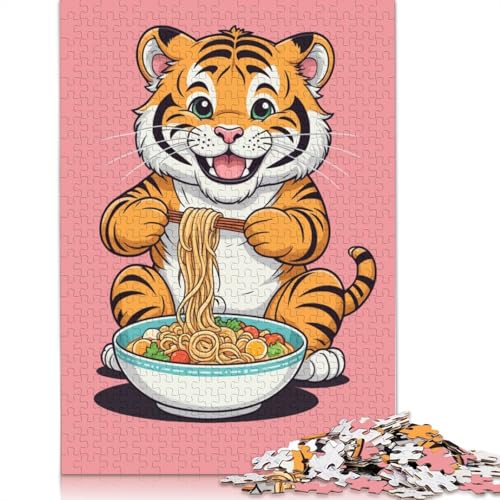 Niedliches Tiger- und Ramen-Puzzle für Erwachsene, Premium-Puzzle aus 100% recyceltem Brett, Problemlösungspuzzles für Erwachsene und Kinder, 520 Teile (52 x 38 cm) von NBVDRF