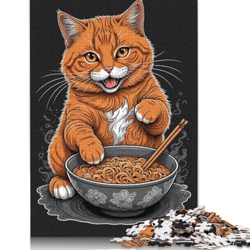 Orange Cat and Ramen Puzzlespielzeug für Erwachsene, Lernspiel, Puzzlespiele für Erwachsene für Frauen und Männer, 1500 Teile (85 x 57 cm) von NBVDRF