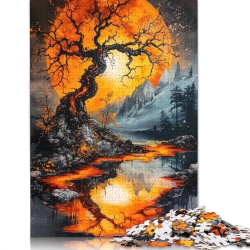 Orange Mondlandschaft, Puzzle für Erwachsene, Premium, 100% recyceltes Brett, schwierige Puzzles für Kinder ab 12 Jahren, 1000 Teile (75 x 50 cm) von NBVDRF