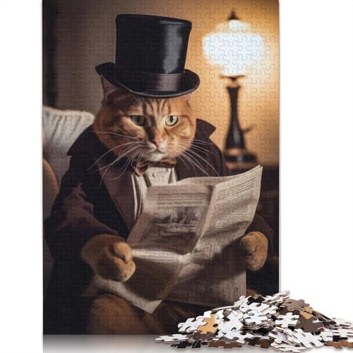 Orange Tabby Hat Lesepuzzle für Erwachsene, 1000 Teile, schwierige Problemlösungspuzzles für Erwachsene, für Jungen oder Mädchen, 1000 Teile (75 x 50 cm) von NBVDRF