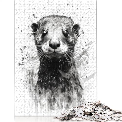 Otter Beauty Black Ink Puzzle für Erwachsene, 520 Teile, schwierige Problemlösungspuzzles für Erwachsene, für Jungen oder Mädchen, 520 Teile (52 x 38 cm) von NBVDRF