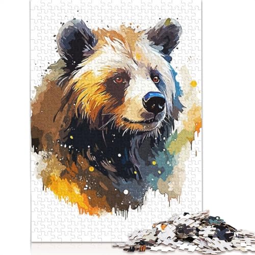 Paint Bear Puzzle für Erwachsene, Premium-Puzzle aus 100% recyceltem Brett, Problemlösungspuzzles für Erwachsene und Kinder, 1500 Teile (85 x 57 cm) von NBVDRF