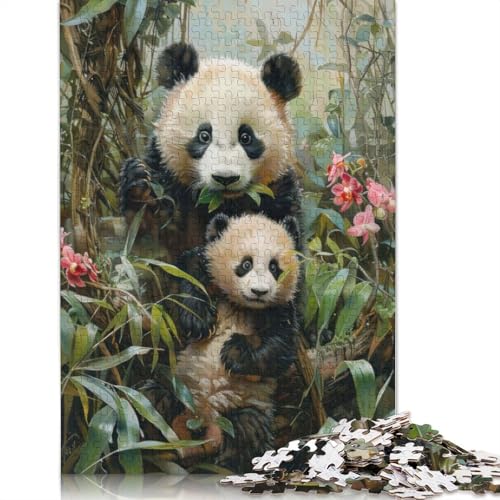 Pandas und Orchideen, 1000-teiliges Puzzle für Erwachsene, 100% recycelte Holzplatte, schwierige Puzzles für Frauen und Männer, 1000 Teile (75 x 50 cm) von NBVDRF