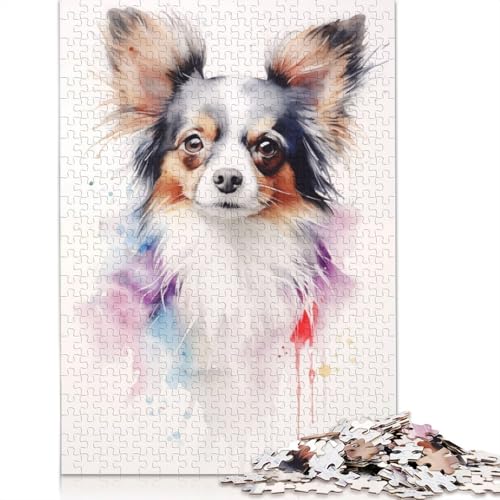 Papillon-Hundeporträt-Puzzle für Erwachsene, freundliche Materialien, schwierige Puzzles für Erwachsene und Teenager, 520 Teile (52 x 38 cm) von NBVDRF