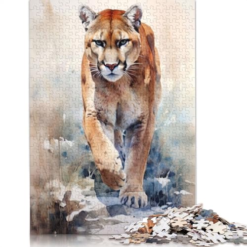 Puma-Aquarell, 1000-teiliges Puzzle für Erwachsene, zusammen, Denksportaufgaben für Frauen und Männer, 1000 Teile (75 x 50 cm) von NBVDRF