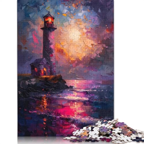 Purple Ocean Lighthouse Puzzle für Erwachsene, Premium-Puzzle aus 100% recyceltem Brett, Problemlösungspuzzles für Erwachsene und Kinder, 1000 Teile (75 x 50 cm) von NBVDRF