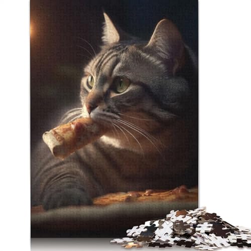 Puzzle „Katze isst Pizzastück“, farbenfrohe und Coole Puzzles für Kinder ab 12 Jahren, 520 Teile (52 x 38 cm) von NBVDRF