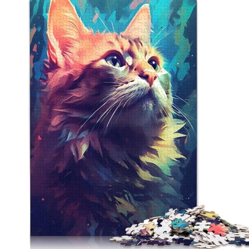 Puzzle für Erwachsene mit 1000 Teilen, Katzenfarbe, lustiges Denksport-Puzzle für Kinder ab 12 Jahren, 1000 Teile (75 x 50 cm) von NBVDRF