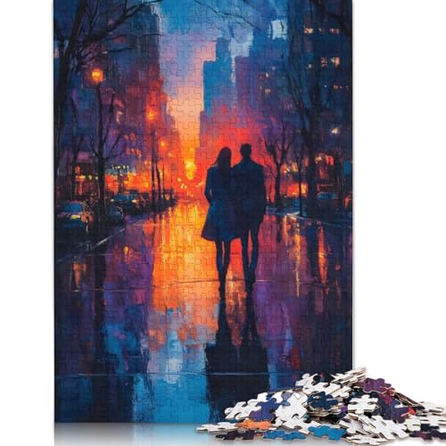 Puzzle für Erwachsene mit 1000 Teilen, Paar beim Spazierengehen in der Stadt, Sonnenuntergang, interessantes Puzzle zur Stressreduzierung für Frauen und Männer, 1000 Teile (75 x 50 cm) von NBVDRF