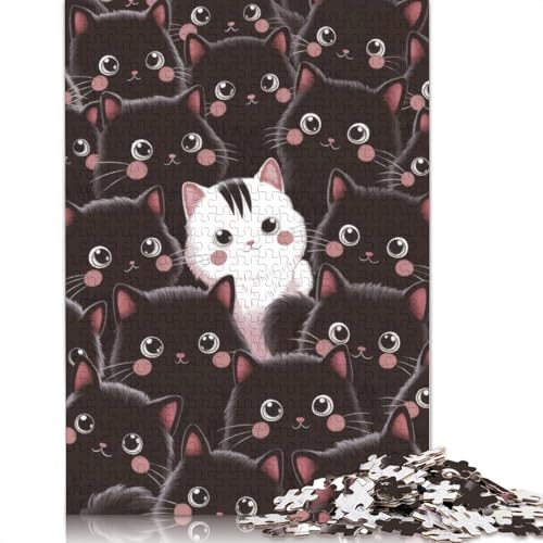 Puzzle für Erwachsene mit Katzenmotiv, freundliche Materialien, schwierige Puzzles für Erwachsene und Teenager, 1000 Teile (75 x 50 cm) von NBVDRF