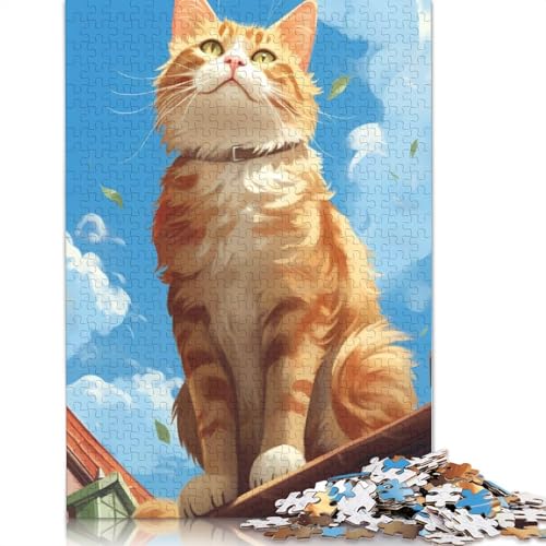 Puzzle für Erwachsene mit Katzenmotiv, sonniger Tag, 1000 Teile, schwierige Problemlösungspuzzles für Erwachsene, für Jungen oder Mädchen, 1000 Teile (75 x 50 cm) von NBVDRF