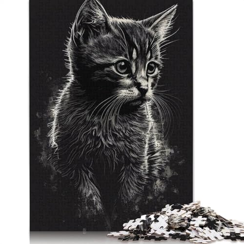 Puzzle für Erwachsene mit Katzenzeichnung, Premium-Puzzle aus 100% recyceltem Brett, Problemlösungspuzzles für Erwachsene und Kinder, 520 Teile (52 x 38 cm) von NBVDRF